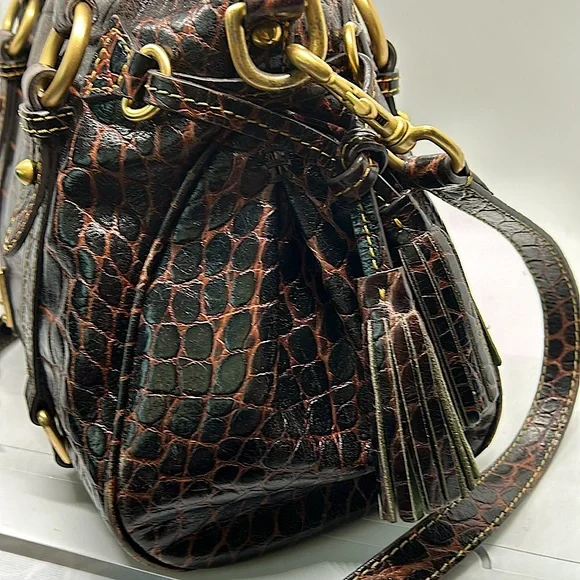 Dooney & Bourke Dark Brown Crocodile Print Leather Satchel Purse Bag 🌸🌸 - Picture 6 of 10
